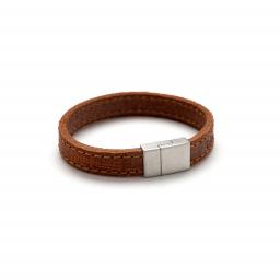 Flat Matt Leather Bracelet with Magnetic Stainless Steel Clasp