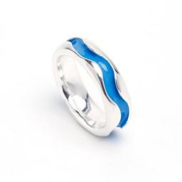 Hand Made Sterling Silver Enamelled Wave Ring