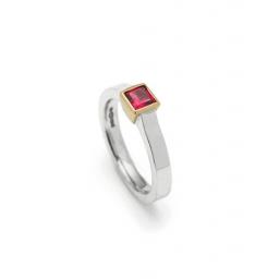 Handmade 18ct White Gold band featuring a 0.4ct square Ruby, set into 18ct Yellow Gold.