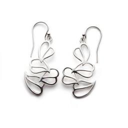 Handmade Sterling Silver 'Tumbling' Heart earrings.