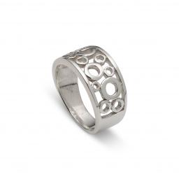 Wide Sterling Silver Ring Multi 'Open' Circles Design
