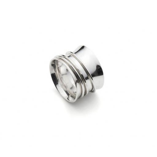 Handmade Polished Sterling Silver 'spinning' ring. Three Sterling Silver spinners, one plain, two textured.