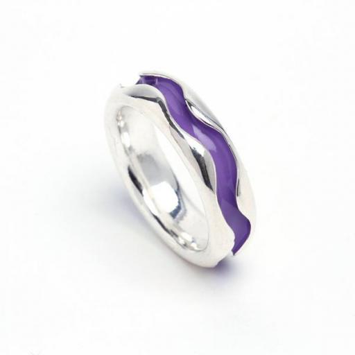 Hand Made Sterling Silver Enamelled Wave Ring