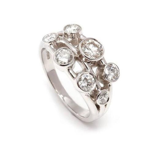 Hand Made Platinum ring, featuring 7 Diamonds, totalling 2.1 carats.