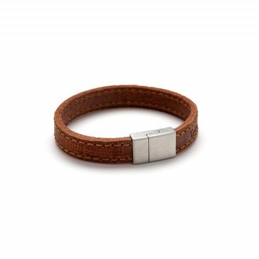 Flat Matt Leather Bracelet with Magnetic Stainless Steel Clasp