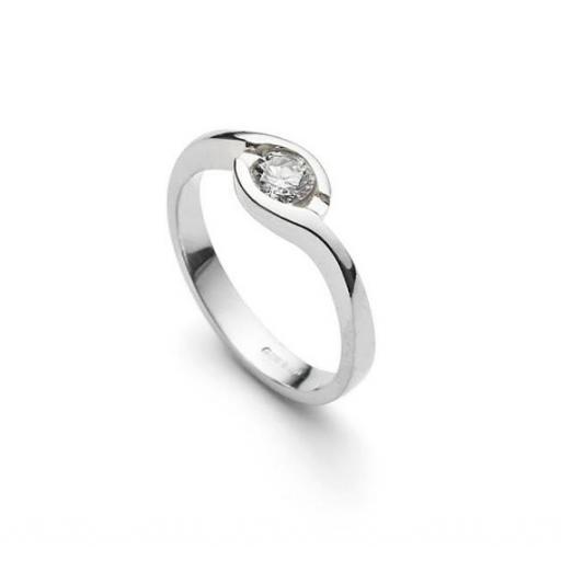 Platinum and Diamond Solitaire. 1/3 carat diamond (Si G-H) in a contemporary setting which 'hugs' the stone.